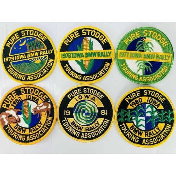 BMW Pure Stodge Touring ASSN Iowa Rally Racing Club Patch Set 4" VTG 1977 - 1982 - Picture 1 of 10